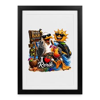 J’adore la chemise de soirée de plage de Rerik Seagull - Affiche encadrée (27 × 37 cm) - noir - Devant
