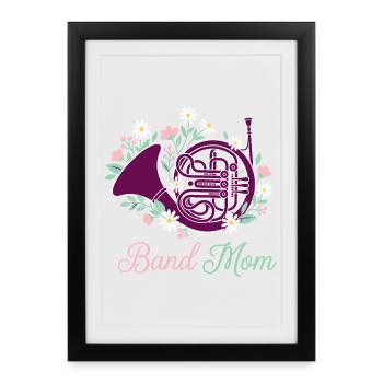 Band Mom Floral Horn - Affiche encadrée (27 × 37 cm) - noir - Devant