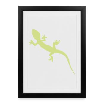 Silhouette Gecko Vert Feuille - Affiche encadrée (27 × 37 cm) - noir - Devant