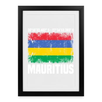 Mauritius Coordinates - Framed poster (27 × 37 cm) - black - Front
