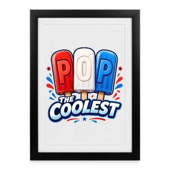 Grand-père drôle, le papa le plus cool - Affiche encadrée (27 × 37 cm) - noir - Devant