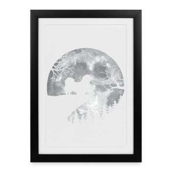Pekingese Full Moon - Peke Dog Mom Dad Lap Dog - Framed poster (27 × 37 cm) - black - Front