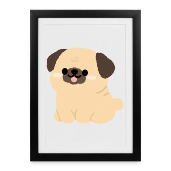 Pug Plushie Charm - Framed poster (27 × 37 cm) - black - Front