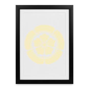 Vintage Oriental Pale Yellow Oda Japan Mon Art - Framed poster (27 × 37 cm) - black - Front