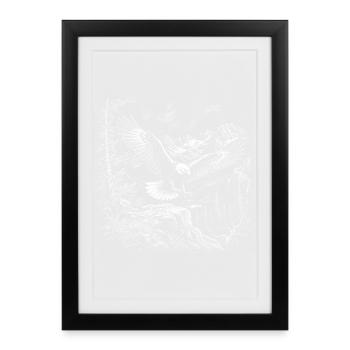 Flying bald eagle with mountain landscape - Framed poster (27 × 37 cm) - black - Front