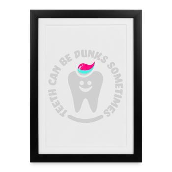 teeth punk zahn - Framed poster (27 × 37 cm) - black - Front