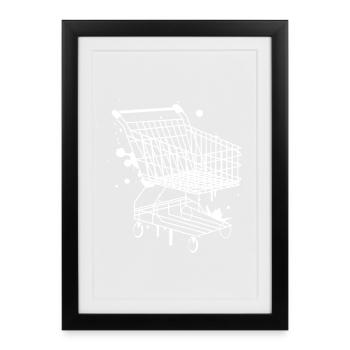 Panier d'achat graffiti - Affiche encadrée (27 × 37 cm) - noir - Devant
