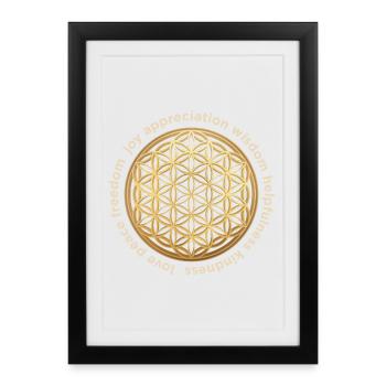 Flower of Life Geometric Harmony Pattern - Framed poster (27 × 37 cm) - black - Front