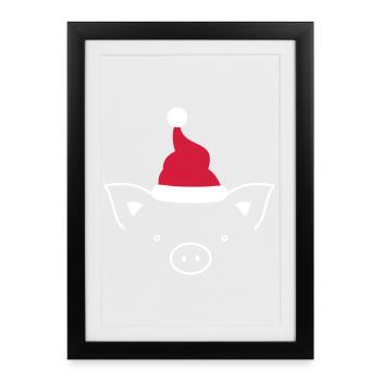 Cochon Sau Nikolaus Noël drôle drôle - Affiche encadrée (27 × 37 cm) - noir - Devant