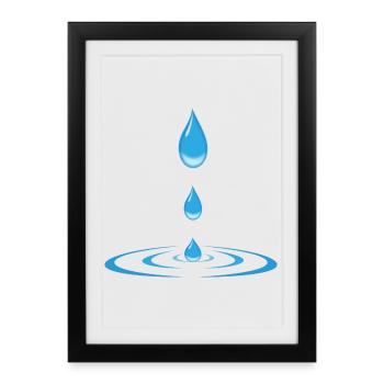 Gouttes d'Eau et Cercles - Affiche encadrée (27 × 37 cm) - noir - Devant