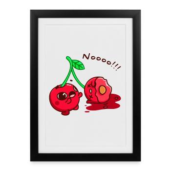 Funny pair of cherries - Framed poster (27 × 37 cm) - black - Front