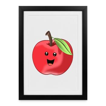 Délicieuse pomme sucrée - design - Affiche encadrée (27 × 37 cm) - noir - Devant