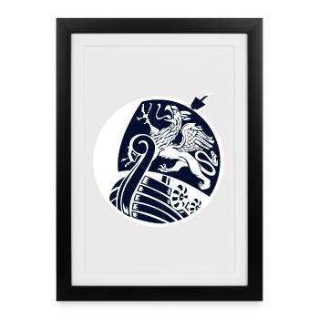 Rostock - Cog - Viking Ship - Framed poster (27 × 37 cm) - black - Front