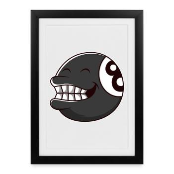 Boule de billard 8 - Affiche encadrée (27 × 37 cm) - noir - Devant
