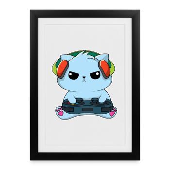 Gamer Cat - Design - Framed poster (27 × 37 cm) - black - Front