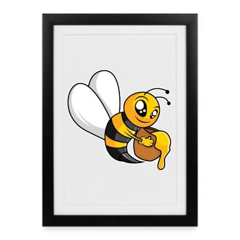 Industrious Honey Bee - Design - Framed poster (27 × 37 cm) - black - Front