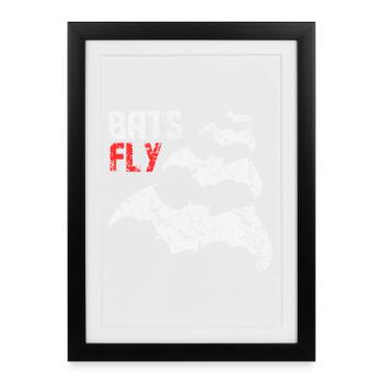 Bats Fly - Bat - Bat - Design - Framed poster (27 × 37 cm) - black - Front