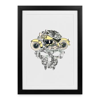 Moto Crâne - Affiche encadrée (27 × 37 cm) - noir - Devant