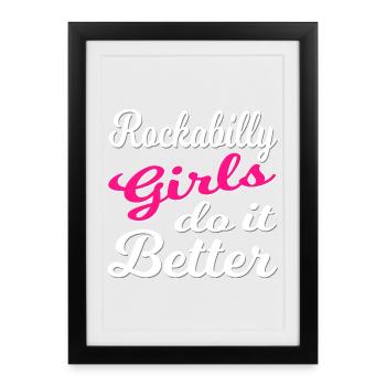 Rockabilly Vintage Girl Power - Affiche encadrée (27 × 37 cm) - noir - Devant