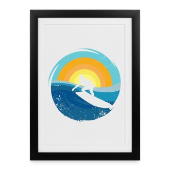 Surfeur - Planche de surf - Affiche encadrée (27 × 37 cm) - noir - Devant