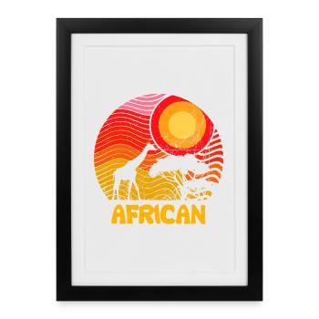 AFRICAN Giraffe Sun Savannah - Design - Framed poster (27 × 37 cm) - black - Front