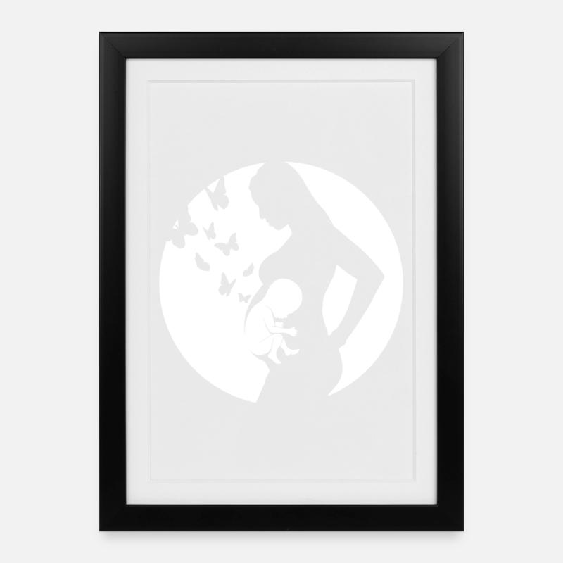 Mutter - Baby - Schwangerschaft - Gerahmtes Poster (27 × 37 cm) - Schwarz