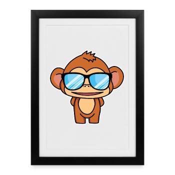 Clever little monkey - design - Framed poster (27 × 37 cm) - black - Front