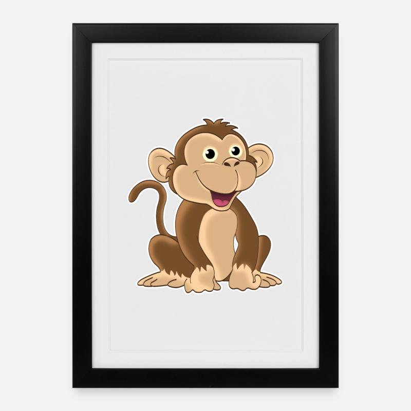 Lustiger Affe - Gerahmtes Poster (27 × 37 cm) - Schwarz