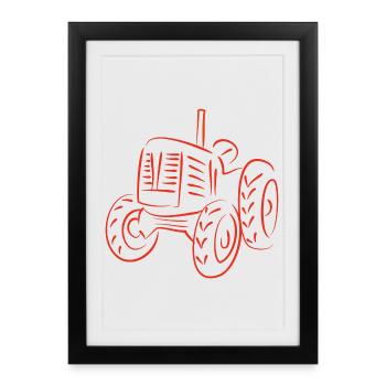 Rustic Tractor Silhouette Design - Framed poster (27 × 37 cm) - black - Front