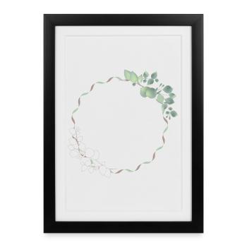 cadre eucalyptus délicat pour ses propres textes et motifs - Affiche encadrée (27 × 37 cm) - noir - Devant