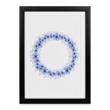 couronne de fleur de bleuet bleu vif - Affiche encadrée (27 × 37 cm) - noir - Devant