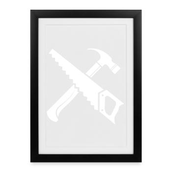 Saw Hammer Tool Symbol Gift Saw Icon - Framed poster (27 × 37 cm) - black - Front