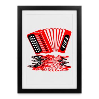 Musique de musicien d’accordéon - Affiche encadrée (27 × 37 cm) - noir - Devant
