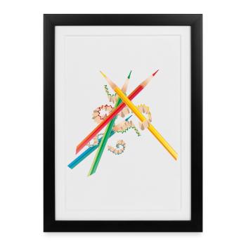 Crayons colorés fraîchement pointés - Affiche encadrée (27 × 37 cm) - noir - Devant