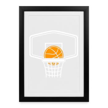 Basket-ball avec cerceau pour vous concevoir vous-même - Affiche encadrée (27 × 37 cm) - noir - Devant