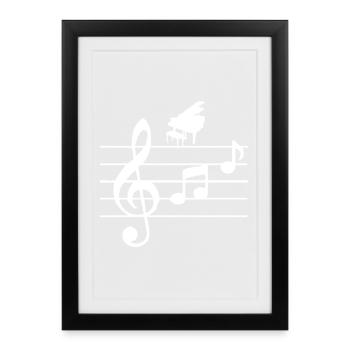 Piano - Affiche encadrée (27 × 37 cm) - noir - Devant