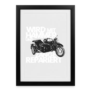 Ural M72 Réparé avec marteau et pince - Affiche encadrée (27 × 37 cm) - noir - Devant