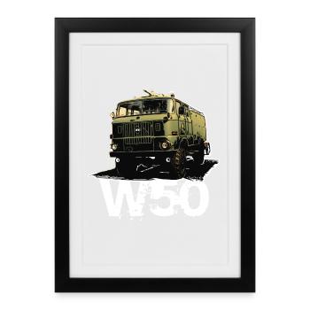 W50 LKW NVA Truck - Gerahmtes Poster (27 × 37 cm) - Schwarz - Vorne