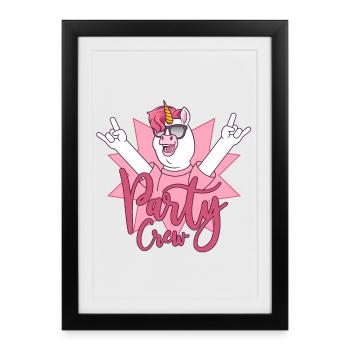 Party Crew Unicorn - Affiche encadrée (27 × 37 cm) - noir - Devant