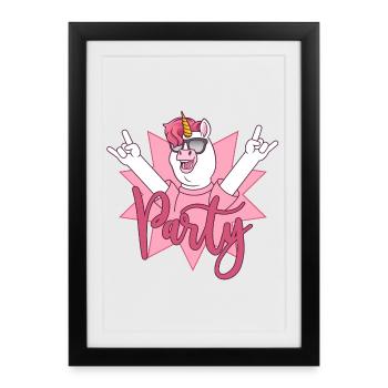 Licorne de la fête - Affiche encadrée (27 × 37 cm) - noir - Devant