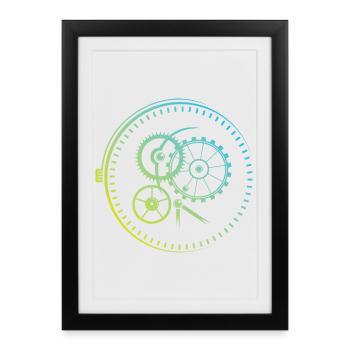 Masterpiece Montres Horloge Mécanique Couleurs icône Logo - Affiche encadrée (27 × 37 cm) - noir - Devant