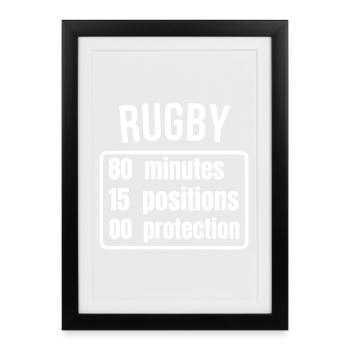 rugby, rugby sport, rugby humour - Affiche encadrée (27 × 37 cm) - noir - Devant