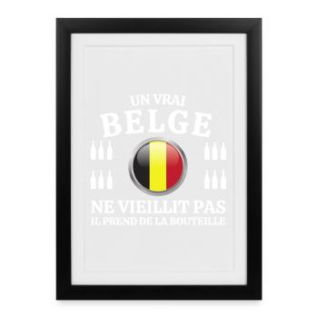 Belgique, Belgique humour, je suis Belge - Affiche encadrée (27 × 37 cm) - noir - Devant
