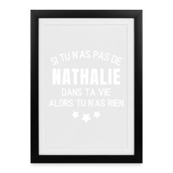 Nathalie, je m'appelle Nathalie, prénom Nathalie - Affiche encadrée (27 × 37 cm) - noir - Devant
