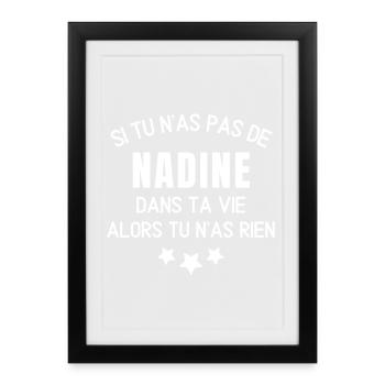 Nadine, anniversaire Nadine, prénom Nathalie - Affiche encadrée (27 × 37 cm) - noir - Devant