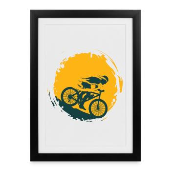 Mountain Biker avec swing t-shirt pull autocollant - Affiche encadrée (27 × 37 cm) - noir - Devant