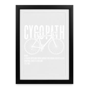 Silhouette de vélo cyclopathe - Affiche encadrée (27 × 37 cm) - noir - Devant