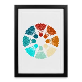 Badminton - Shuttlecocks Colorful - Framed poster (27 × 37 cm) - black - Front