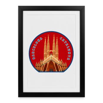 Cercle emblème de la Sagrada Família - Affiche encadrée (27 × 37 cm) - noir - Devant