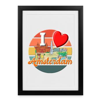 J’adore Amsterdam Holiday T-Shirt - Affiche encadrée (27 × 37 cm) - noir - Devant